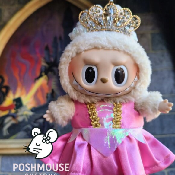 Custom Disney Princess Aurora Dress and Crown Made to Fit Labubu - Picture 9 of 9